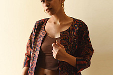 Love in Fall ~ Handwoven Woolen Stitched Navy Blue Jacket