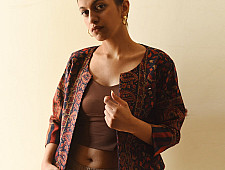 Love in Fall ~ Handwoven Woolen Stitched Navy Blue Jacket