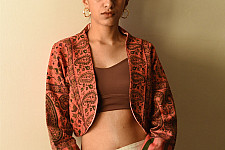 Love in Fall ~ Handwoven Peach Jamavar Woolen Jacket