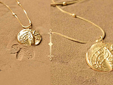 Ottone ✡ Necklace ✡ Fossil  Pendent  M - 2 ✡ 38