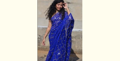 Shaahi ❂ Pure chiffon hand-embroidered saree ❂ H