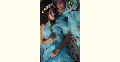 Shaahi ❂ Organza Hand Embroidered Rose Saree ❂ 19