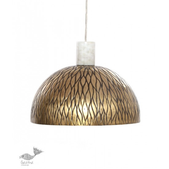 brass and wood Ceiling lamp