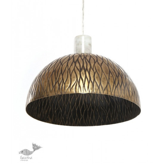 brass and wood Ceiling lamp