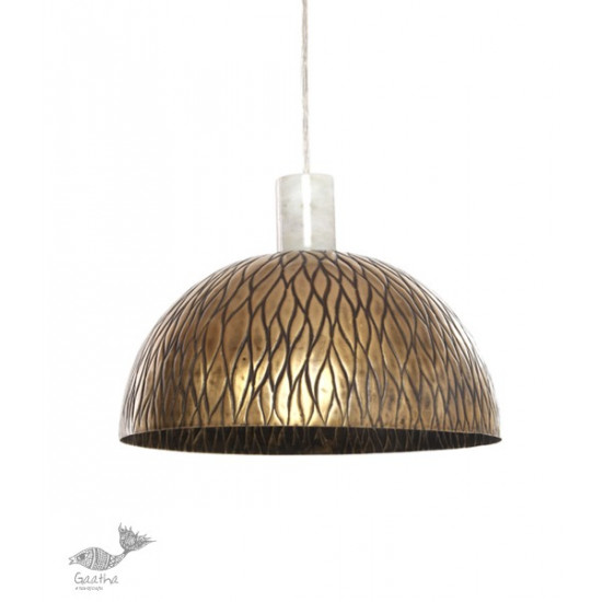 brass and wood Ceiling lamp