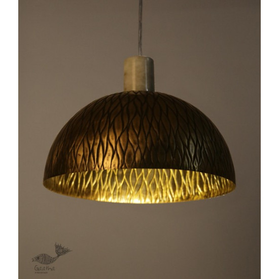 brass and wood Ceiling lamp