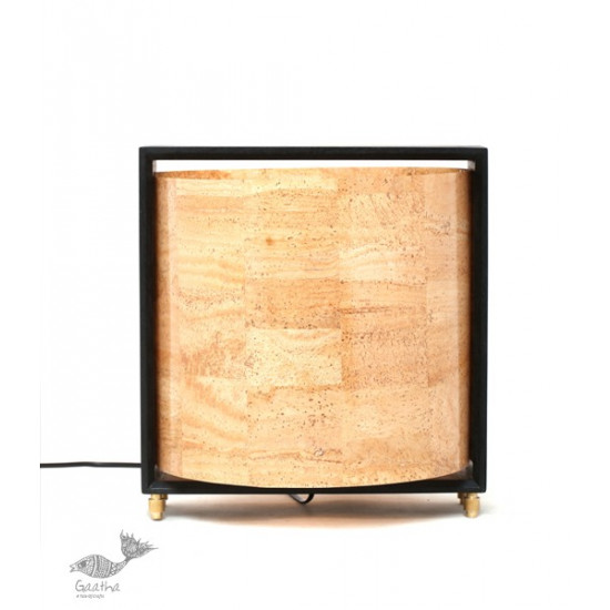 brass and wood table lamp