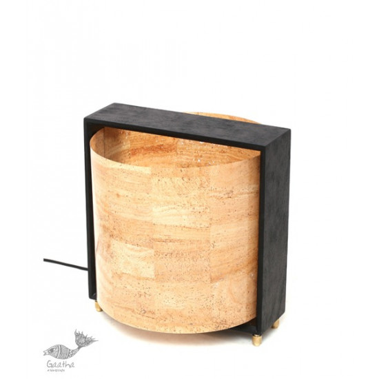 brass and wood table lamp