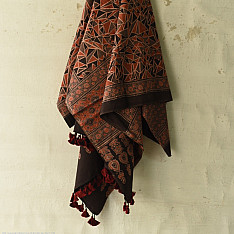 Sakhi . सखी ⁂ Ajrakh Block Printed Pure Cotton Dupatta - 01