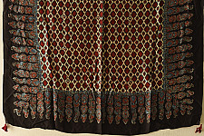 Neelanjana . नीलांजना ~ Ajrakh Block Printed - Square Modal Silk Scarf - Red 