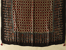 Neelanjana . नीलांजना ~ Ajrakh Block Printed - Square Modal Silk Scarf - Red 