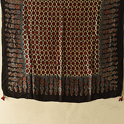 Neelanjana . नीलांजना ~ Ajrakh Block Printed - Square Modal Silk Scarf - Red 