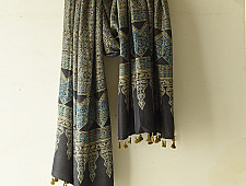 Ajrakh Mulberry Silk Dupatta | Natural dyed - A