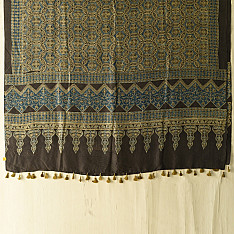 Ajrakh Mulberry Silk Dupatta | Natural dyed - A