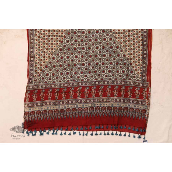 शोभना . Shobhna ❋ Mul Cotton Ajrakh Dupatta - 10