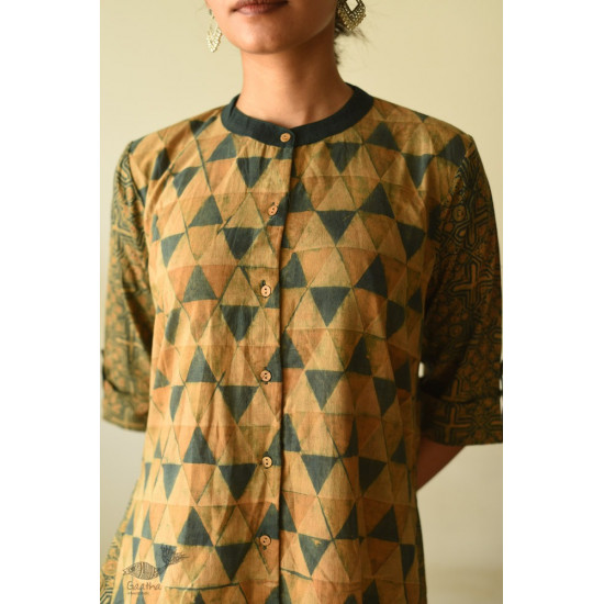 shop cotton a-line dress ajrakh printed