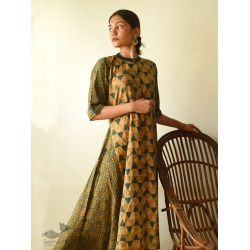 Flower in the Pond ~ Ajrakh Hand Block Printed Cotton A-Line Dress