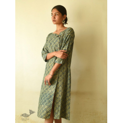 Flower in the Pond ~ Ajrakh Block Print - Designer Cotton Dress