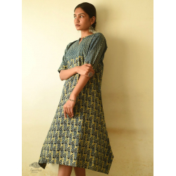 Flower in the Pond ~ Ajrakh Block Print - Cotton Dress