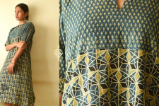 Flower in the Pond ~ Ajrakh Block Print - Cotton Dress