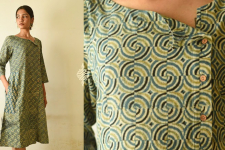 Flower in the Pond ~ Ajrakh Block Print - Designer Cotton Dress