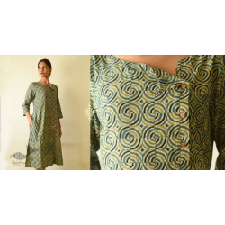 Flower in the Pond ~ Ajrakh Block Print - Designer Cotton Dress