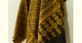 Ajrakh Print in Natural Color | Silk Woolen Shawl - Mustard Yellow & Dark Brown