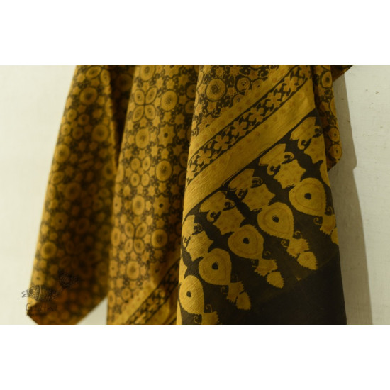 shop Silk Woolen Shawl - Mustard Yellow & Dark Brown