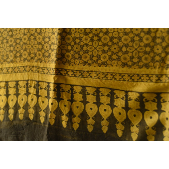 shop Silk Woolen Shawl - Mustard Yellow & Dark Brown