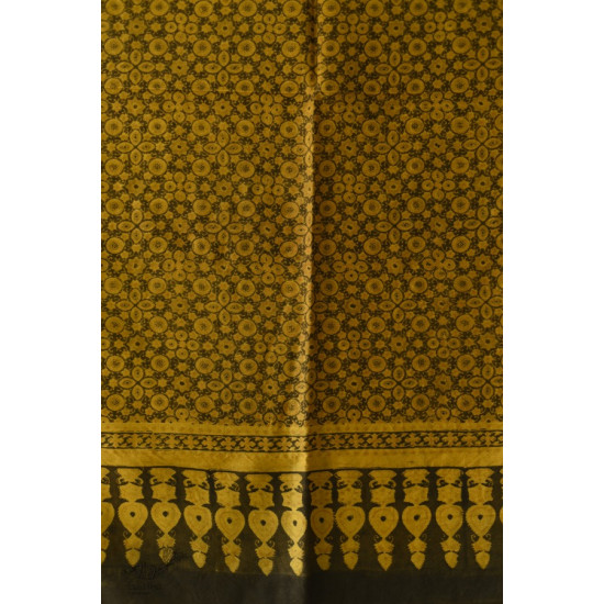 shop Silk Woolen Shawl - Mustard Yellow & Dark Brown