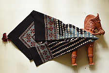 Neelanjana . नीलांजना ~ Square Ajrakh Cotton Black Scarf