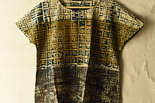 Natural Dyed ~ Ajrakh Cotton Top - Mehndi Green