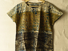 Natural Dyed ~ Ajrakh Cotton Top - Mehndi Green