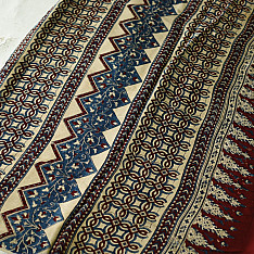 Shruti | Ajrakh Block Printed Modal Silk Saree