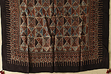 Neelanjana . नीलांजना ~ Ajrakh Printed Square Modal Silk Scarf
