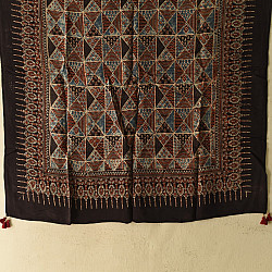 Neelanjana . नीलांजना ~ Ajrakh Printed Square Modal Silk Scarf