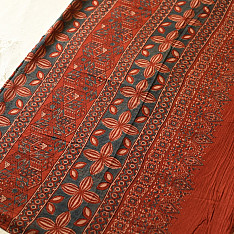 Charu . चारु | Ajrakh Block Print - Mul Cotton Red Saree