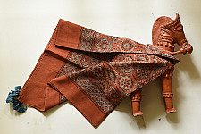 Neelanjana . नीलांजना ~ Square Ajrakh Cotton Brown Scarf