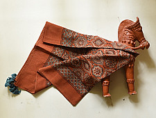 Neelanjana . नीलांजना ~ Square Ajrakh Cotton Brown Scarf