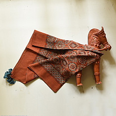 Neelanjana . नीलांजना ~ Square Ajrakh Cotton Brown Scarf