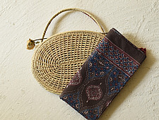 Amoha . अमोहा | Hand Block Printed - Ajrakh Cotton Brown Stole