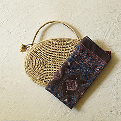 Amoha . अमोहा | Hand Block Printed - Ajrakh Cotton Brown Stole