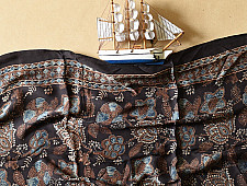 Anagi | Natural Dyed Ajrakh - Modal Silk Black Stole With Flower Motif