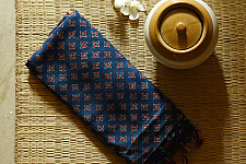 Shruti | Ajrakh Modal Silk Saree - Blue