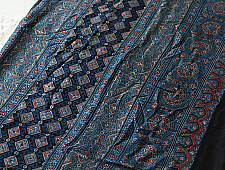 Shruti | Ajrakh Modal Silk Saree - Blue