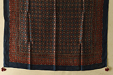 Neelanjana . नीलांजना ~ Ajrakh Jaali Printed Square Modal Silk Scarf 