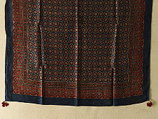 Neelanjana . नीलांजना ~ Ajrakh Jaali Printed Square Modal Silk Scarf 
