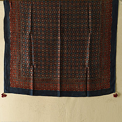 Neelanjana . नीलांजना ~ Ajrakh Jaali Printed Square Modal Silk Scarf 