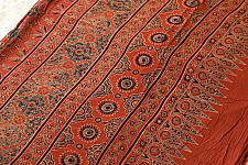 Charu . चारु | Ajrakh Printed Mul Cotton Saree in Red Color