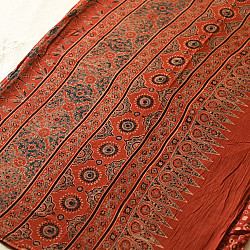 Charu . चारु | Ajrakh Printed Mul Cotton Saree in Red Color